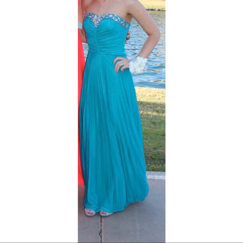 Full-Length Teal Dress